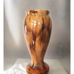 Brush McCoy 1930s Vintage Art Deco Pottery Brown Onyx Blended Ceramic Bud Vase